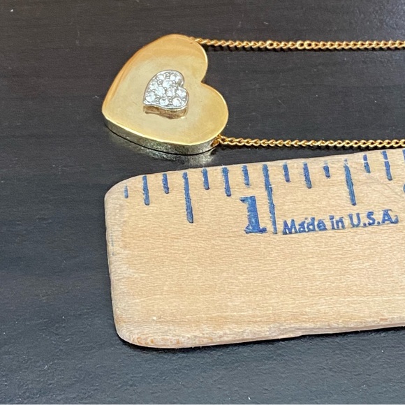 Unsigned Gold plated Slider Heart CZ Stones 18” Necklace - Picture 10 of 13